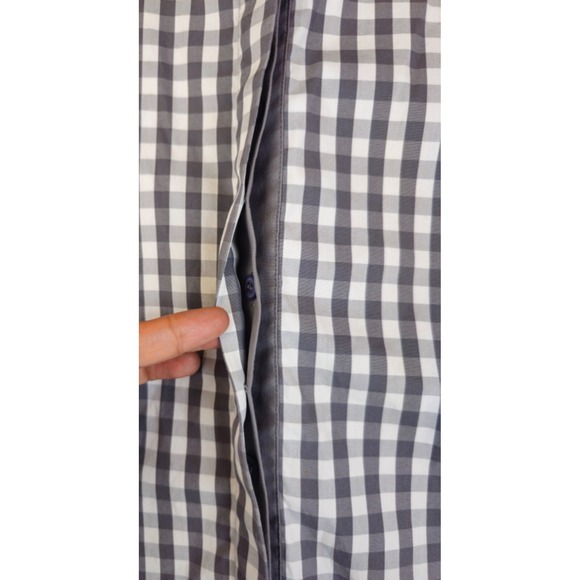 LAFAYETTE 148 NEW YORK Short Sleeve Gingham Check Button Up Shirt Medium Gray - Picture 3 of 6